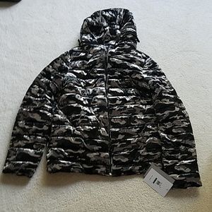 DKNY camo print velvet feel jacket